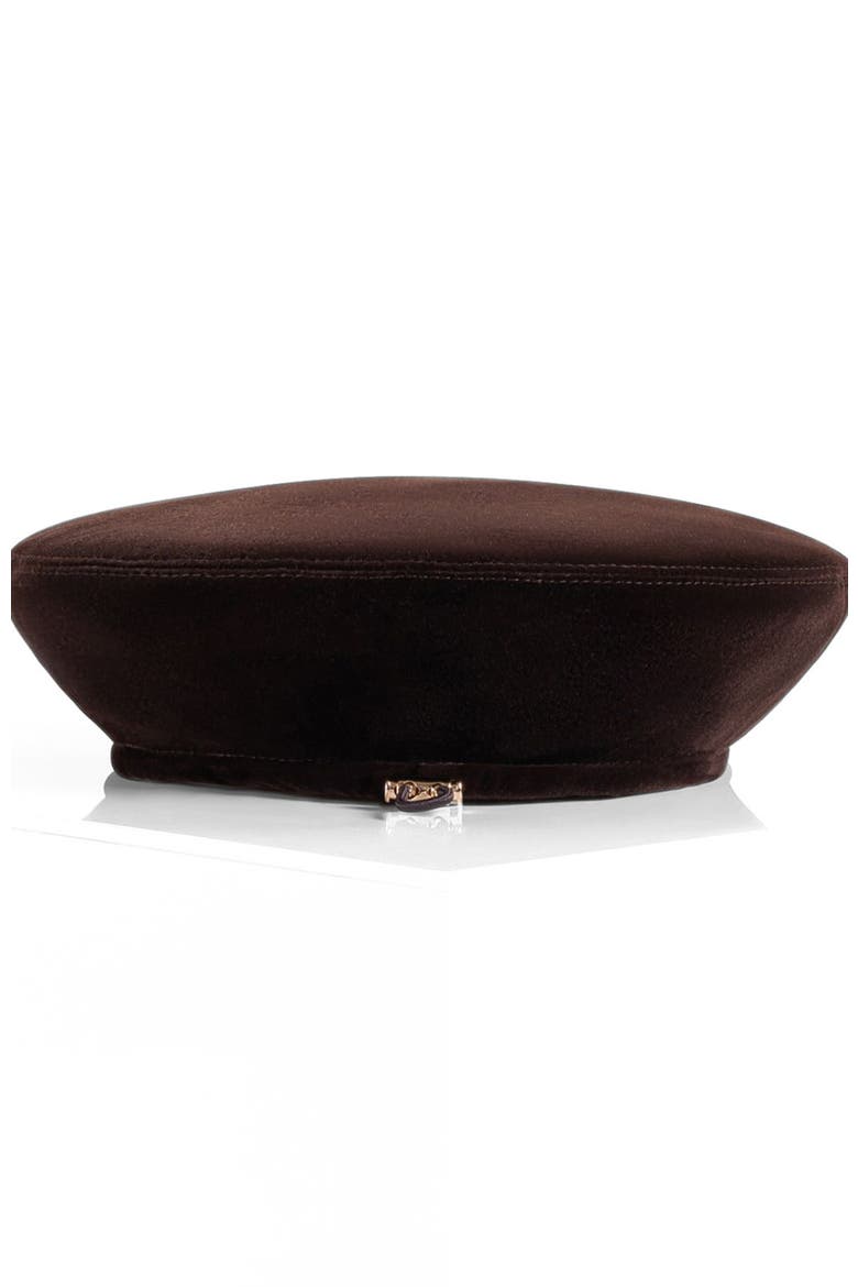 Anya Velvet Beret, Alternate, color, Brown