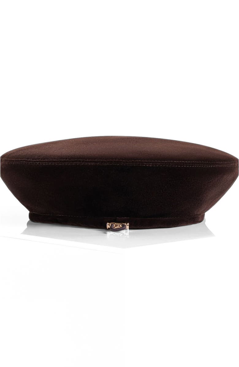 Manière De Voir Anya Velvet Beret, Alternate, color, Brown