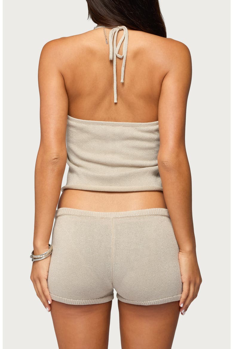 Nicca Iridescent Metallic Knit Halter Top, Alternate, color, BEIGE