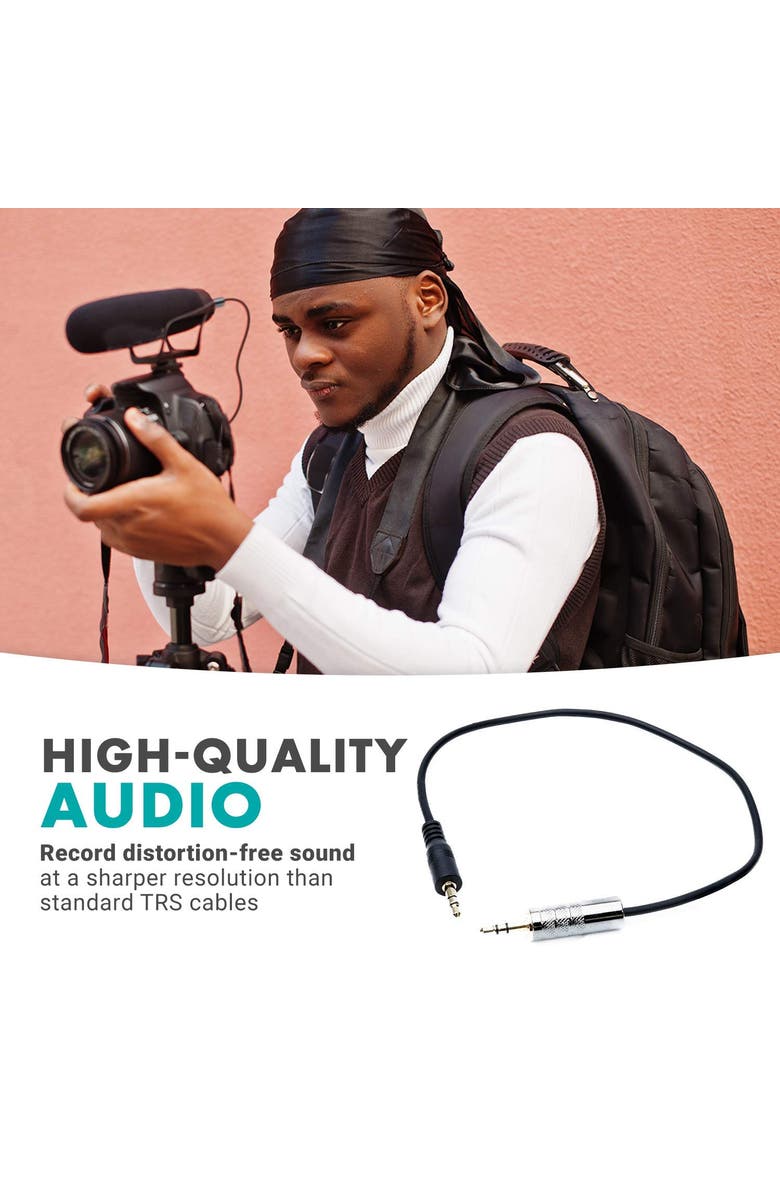 MOVO MV-RC100 3.5mm Male Line-in to Male Microphone Attenuator Cable, Alternate, color, Black