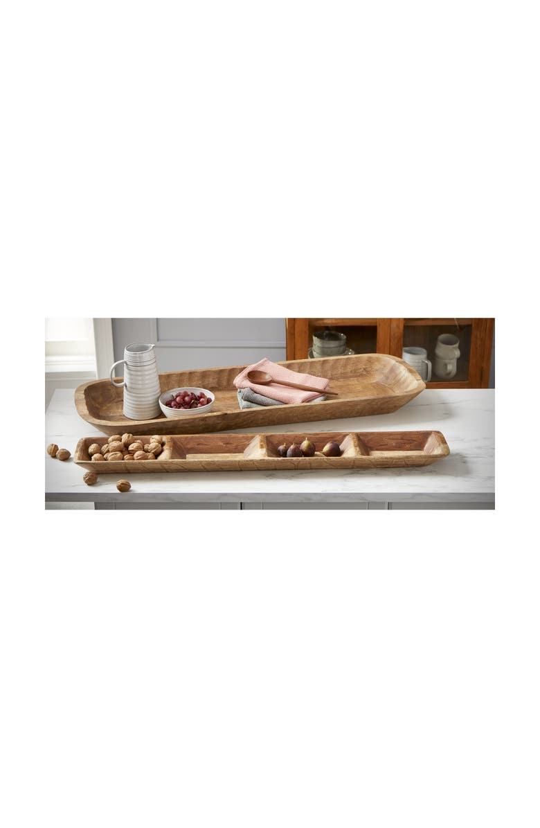 tag Watermill Natural Wood Divided Serving Tray for Entertaining, Alternate, color, Beige
