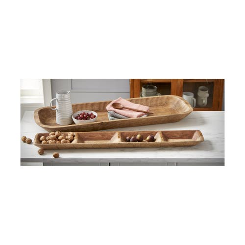 Tag Watermill Natural Wood Divided Serving Tray For Entertaining In Brown
