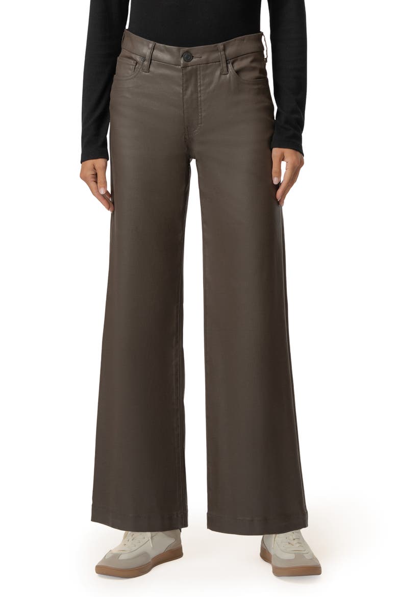 Meg Coated High Waist Wide Leg Ankle Jeans, Main, color, TOFFEE