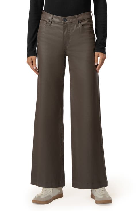 Meg Coated High Waist Wide Leg Ankle Jeans