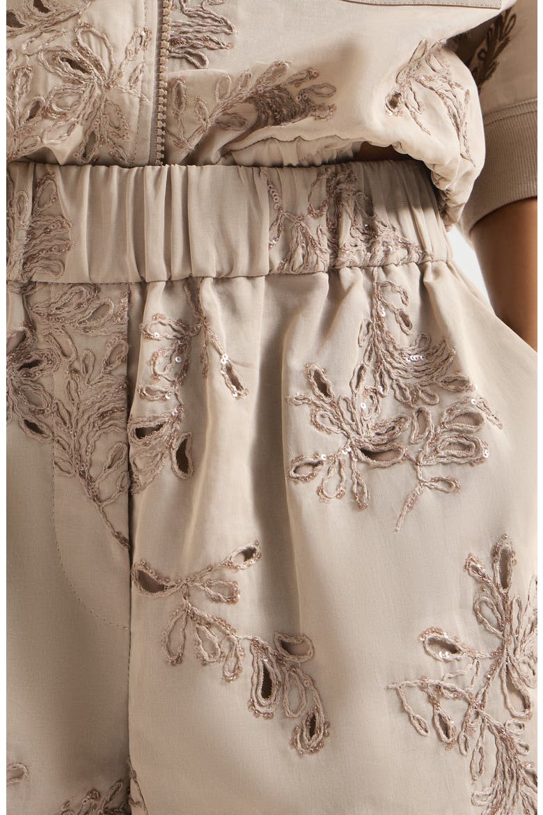 Shorts with dazzling broderie anglaise, Alternate, color, Espresso