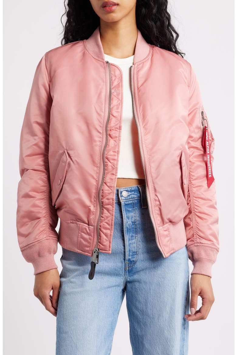 MA-1 W Bomber Jacket, Main, color, ROSE