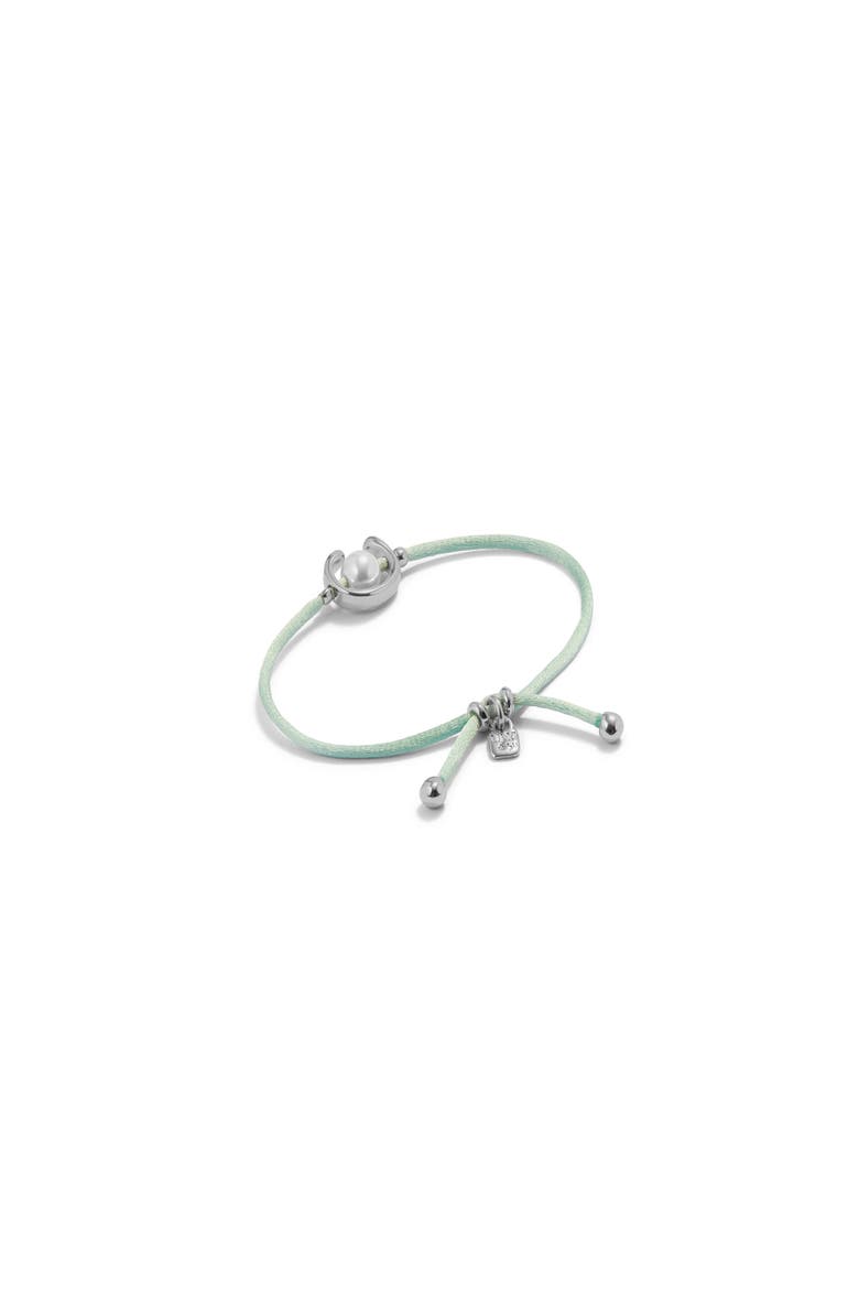 Blue Silk-Style Thread Bracelet with Pearl Shell Detail, Alternate, color, Silver