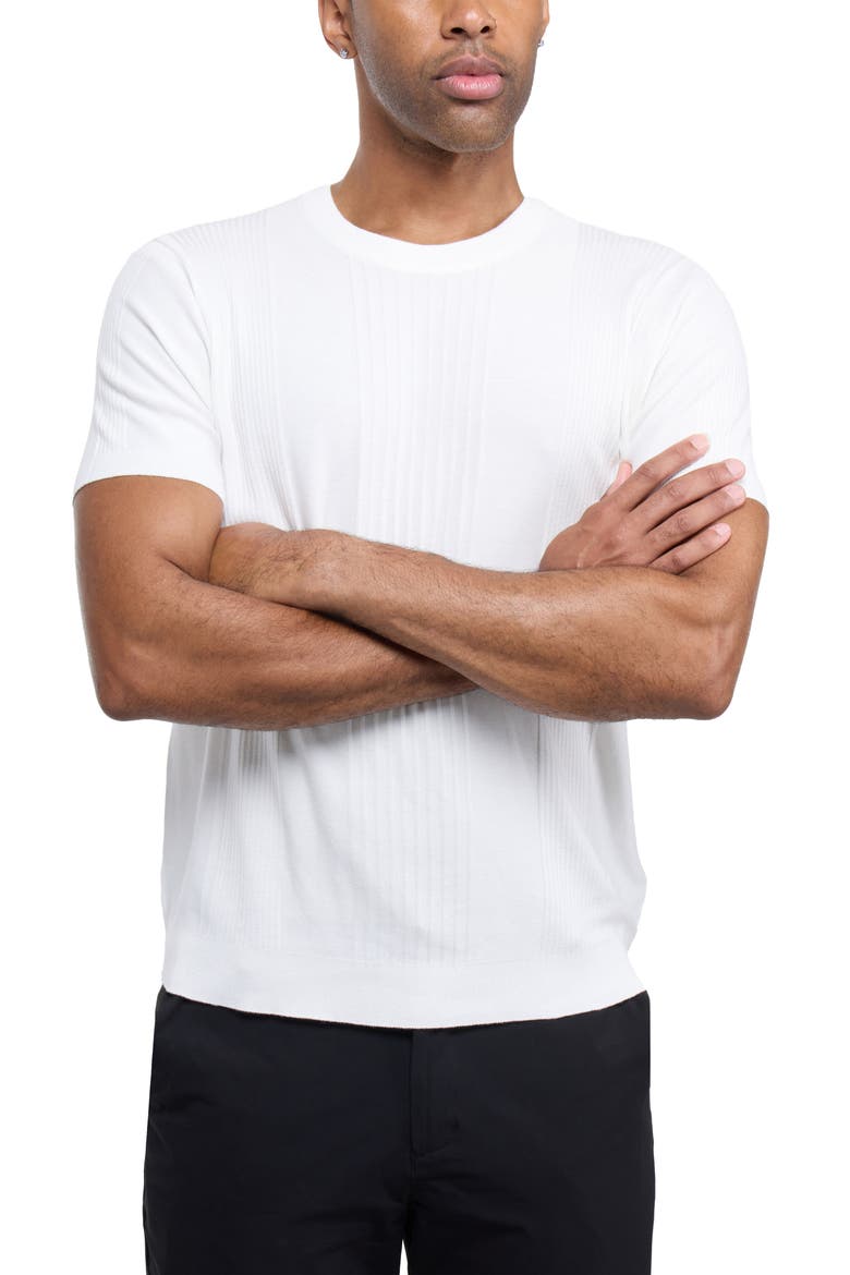 Stripe Short Sleeve Sweater, Alternate, color, OFF WHITE