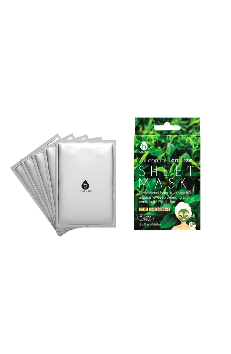 PURSONIC Oil Control Tea Tree Sheet Mask, Alternate, color, Green