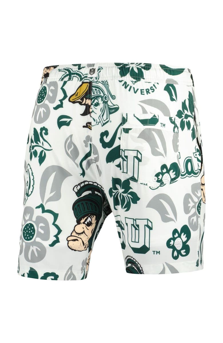 Wes & Willy Men's Wes & Willy White Michigan State Spartans Vault Tech Swimming Trunks, Alternate, color,