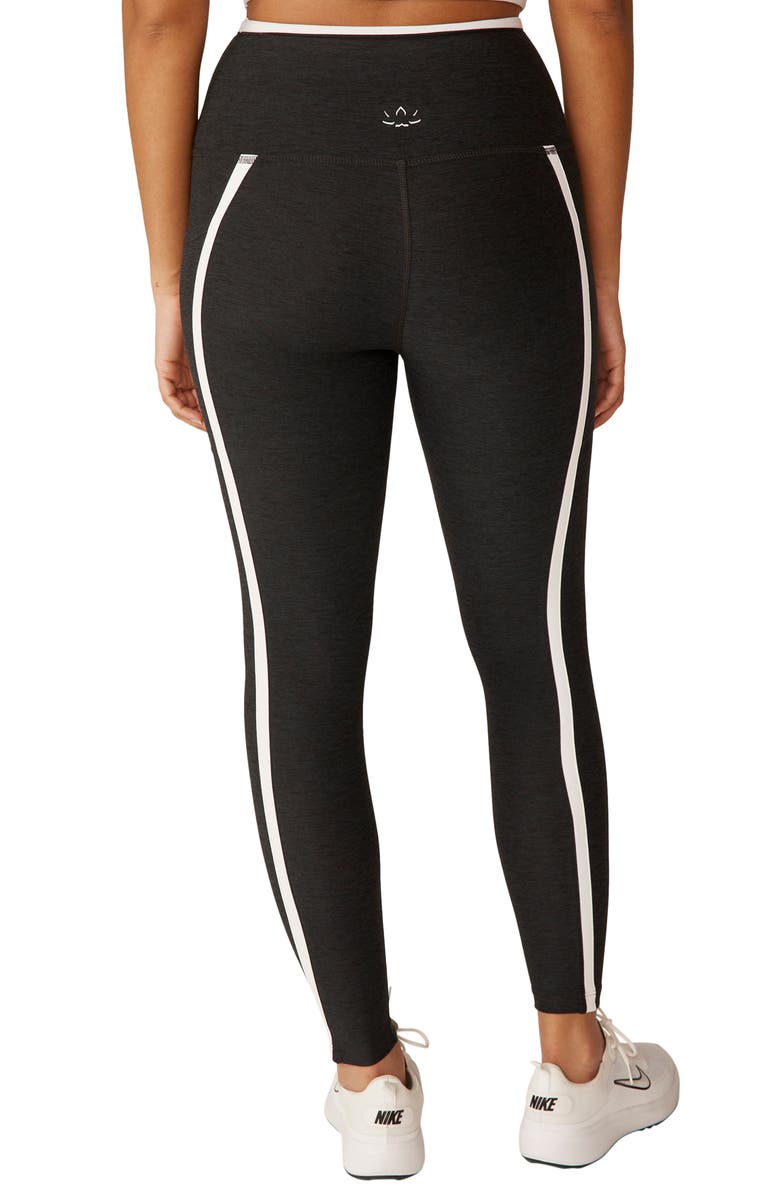 Beyond Yoga Out of Pocket Side Stripe High Waist Pocket Leggings, Alternate, color, Darkest Night/Cloud