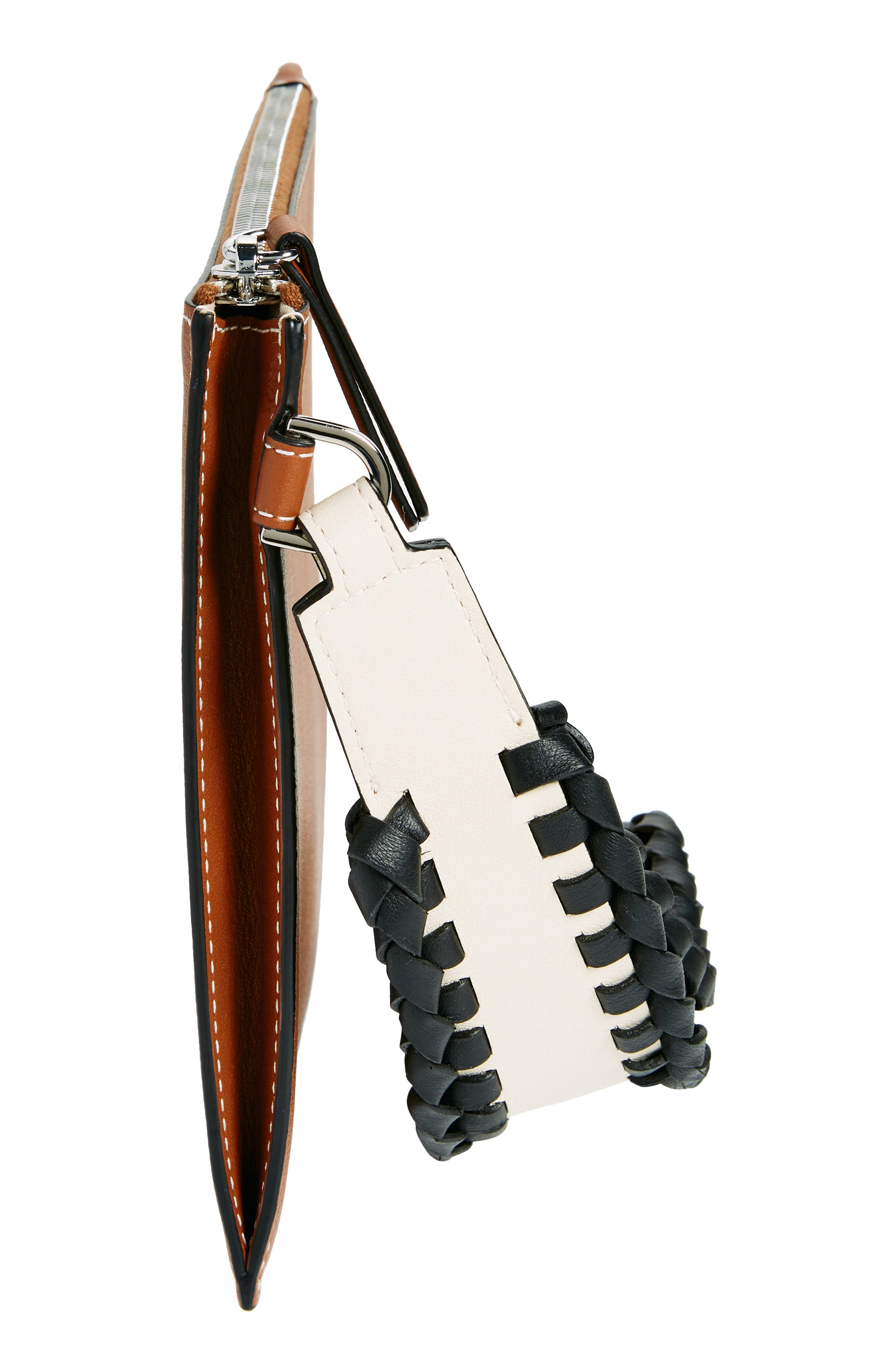 Strathberry x Collagerie Leather Wristlet Pouch, Alternate, color, Chestnut/ Vanilla/ Black