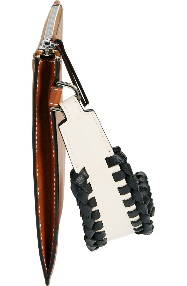 Strathberry x Collagerie Leather Wristlet Pouch, Alternate, color, Chestnut/ Vanilla/ Black