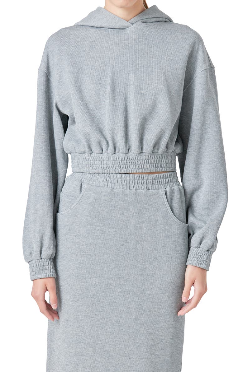 Grey Lab Crop French Terry Hoodie, Alternate, color, Heather Grey