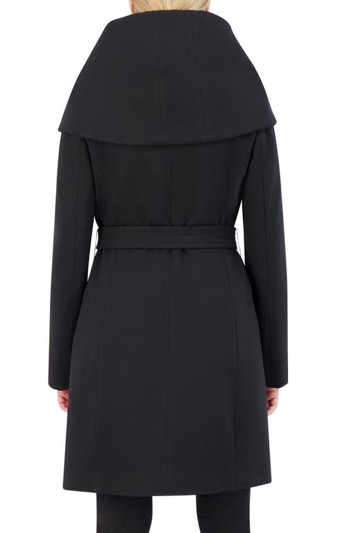 Cole Haan Twill Belted Coat In Black
