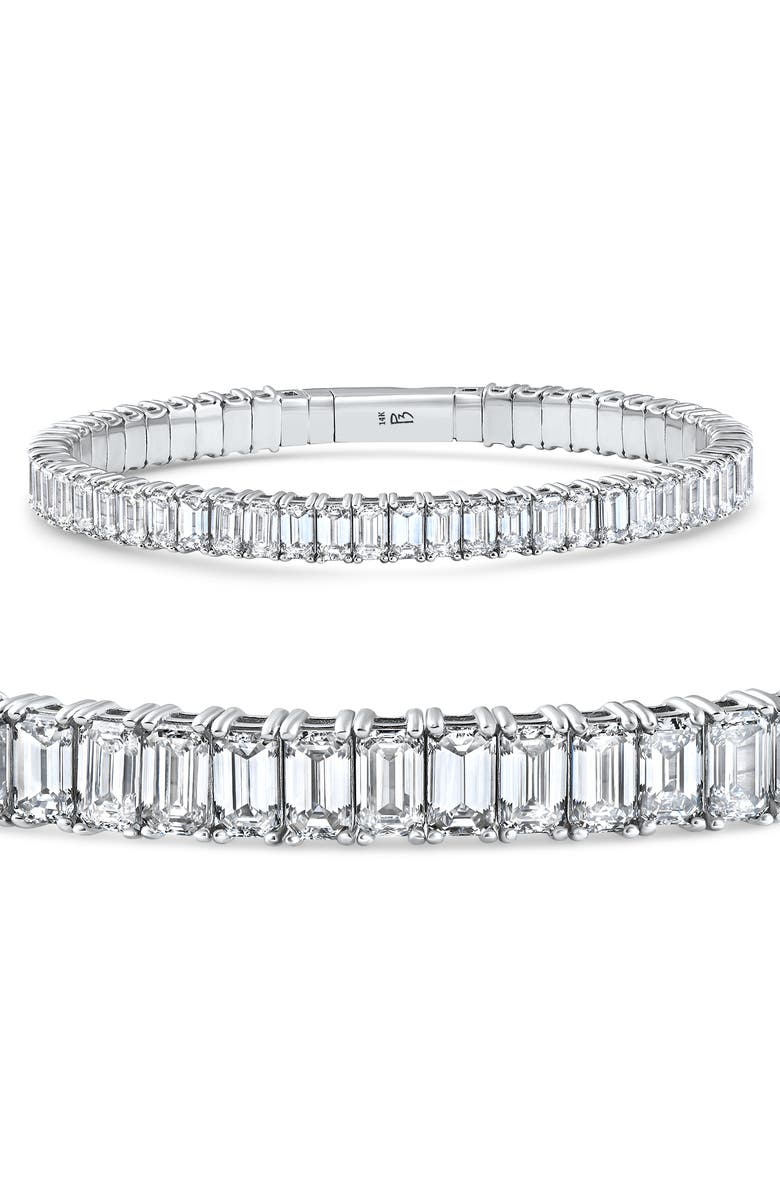 Bliss Diamond 16Ct Emerald Diamond Tennis Flexible Bangle Bracelet 14k Gold Lab Grown, Main, color, 14K White Gold