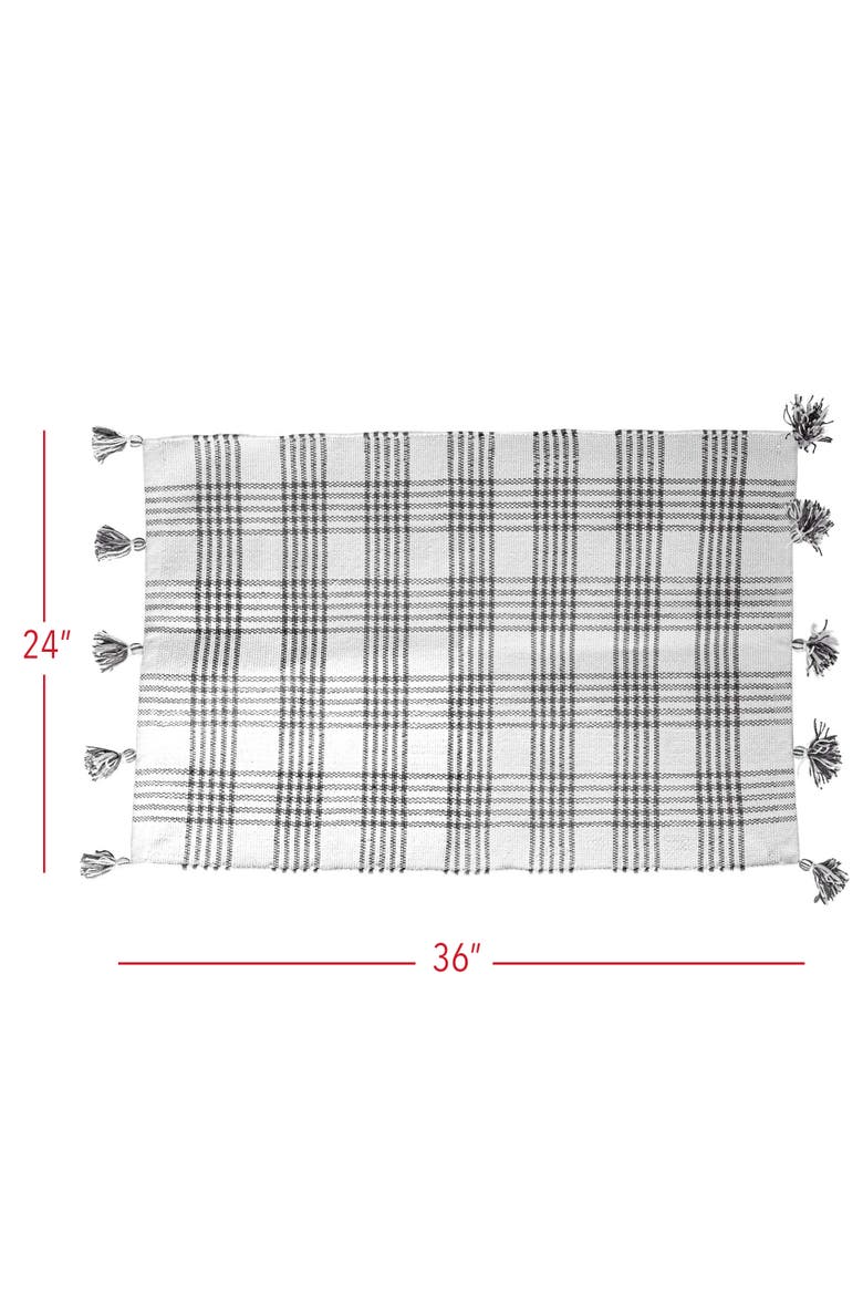 2'x3' Gray Plaid Pattern Tassel Rug, Alternate, color, Gray