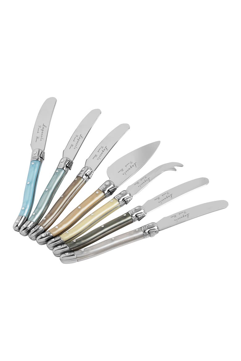 7-Piece Faux Mother-of-Pearl Cheese Knife & Spreader Set, Alternate, color, SILVER MULTI COLOR