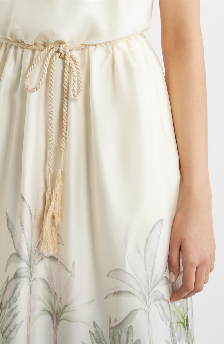 Julia Jordan Tropical Print Mock Neck Maxi Dress, Alternate, color, Ivory Multi