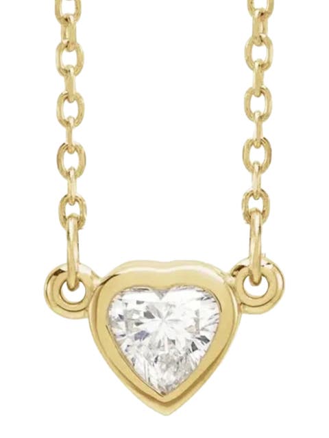 3/8ct Bezel Solitaire Heart Shape Diamond 14K Gold Lab Grown Necklace