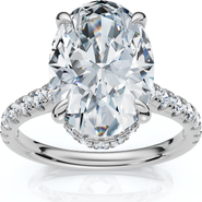 Bliss Diamond GIA Certified 3.69Ct Oval Hidden Halo Diamond Engagement Ring 14k Gold