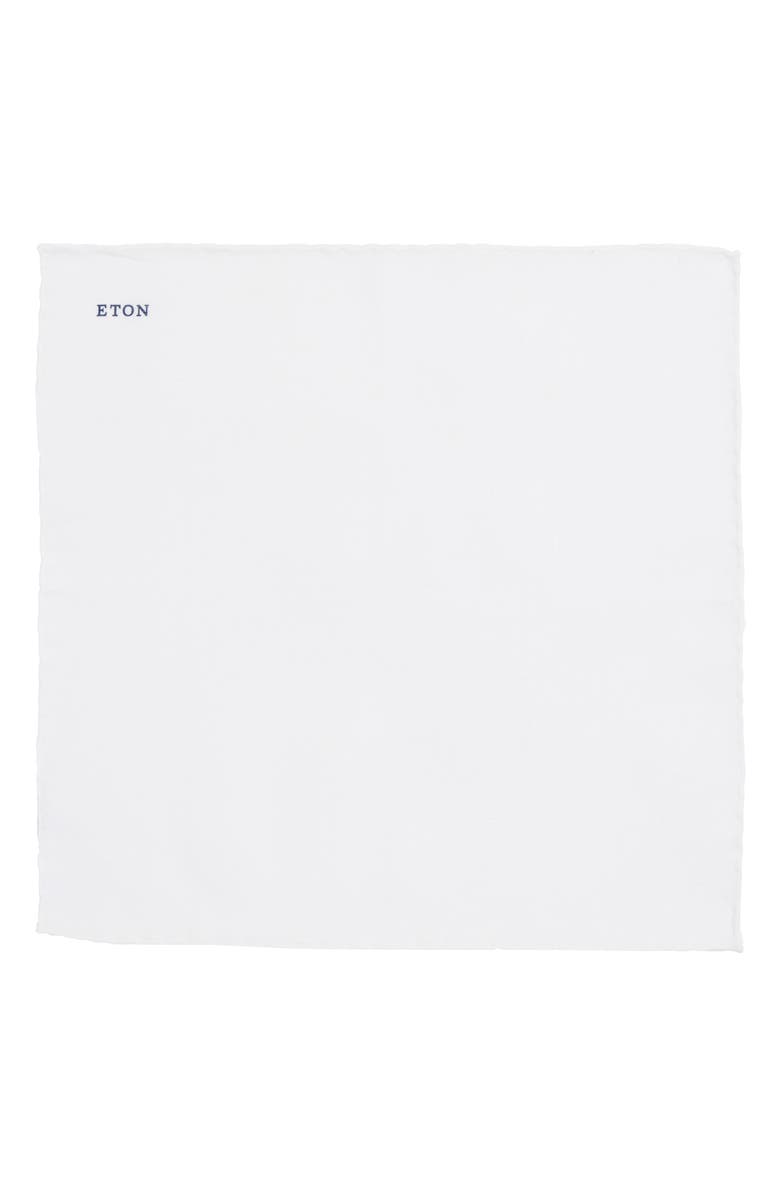 Eton Solid Linen Pocket Square, Alternate, color, White