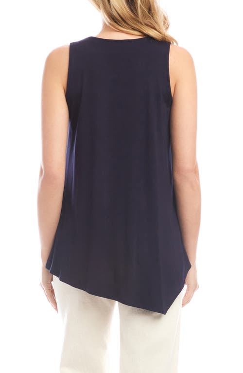 Shop Karen Kane Drape Layered Asymmetric Tank In Navy