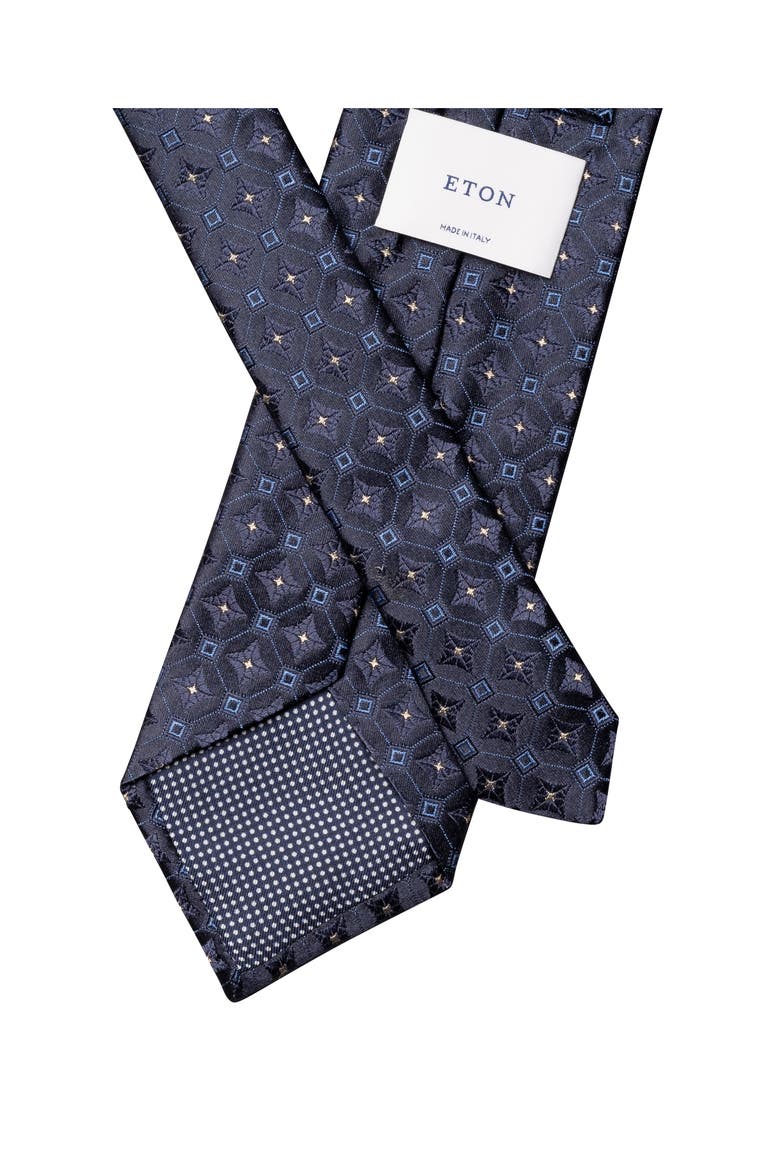Medallion Woven Silk Tie, Alternate, color, NAVY