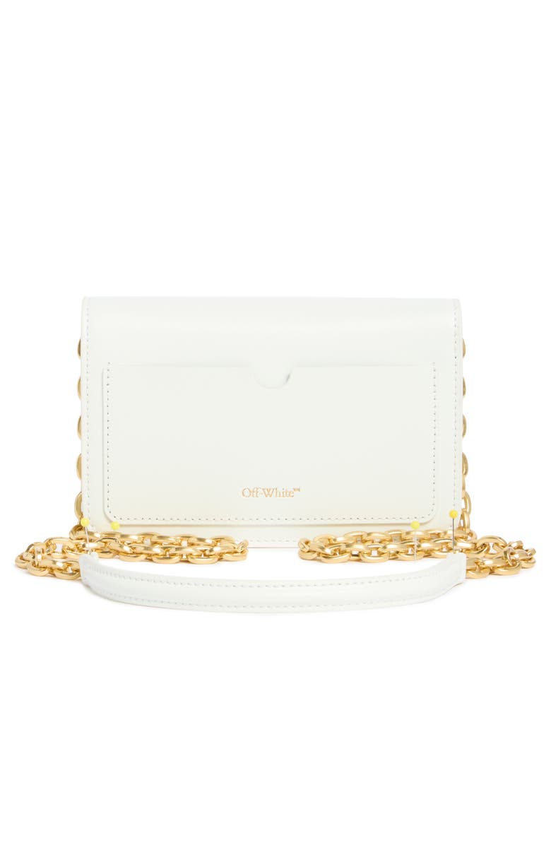 Off-White Jitney Leather Wallet on a Chain, Alternate, color, White