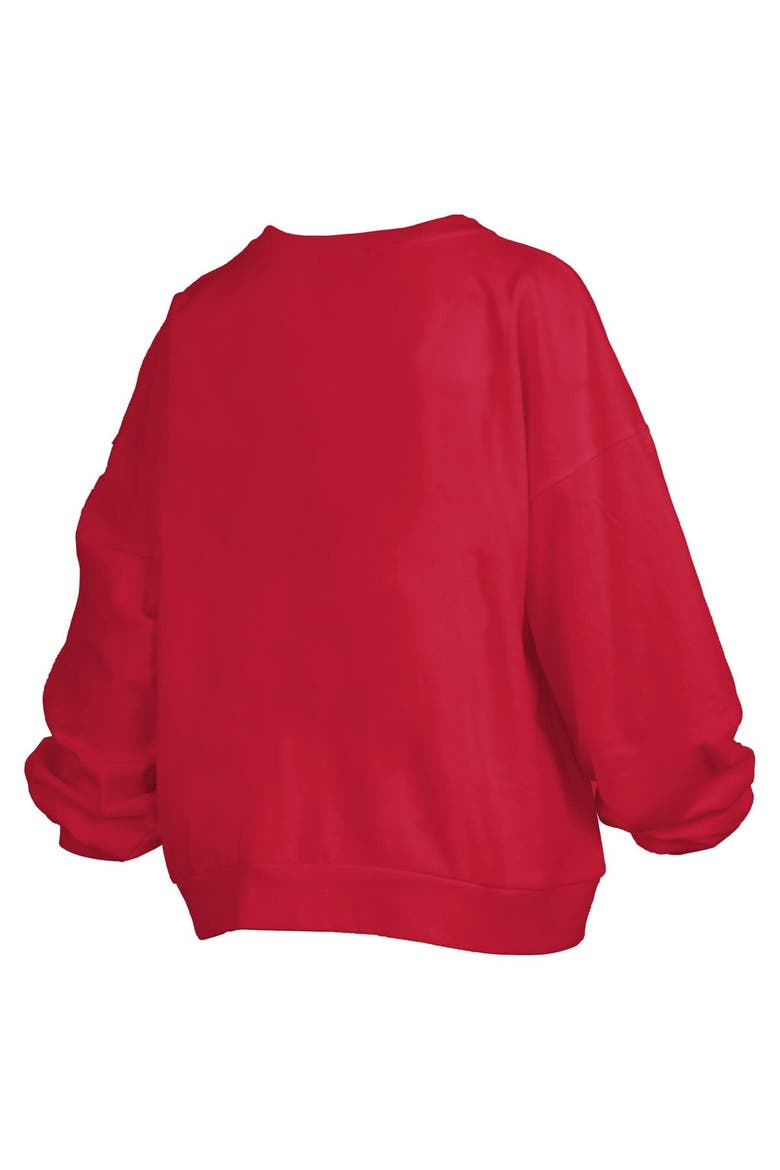 Women's Pressbox Red Georgia Bulldogs Janise Arch Over Logo Waist Length Oversized Pullover Sweatshirt, Alternate, color, Red