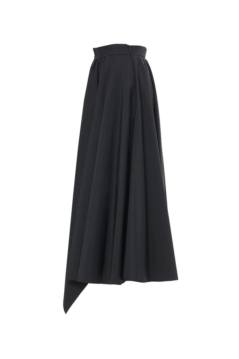 Asymmetric Gathered High-Waist Midi Skirt, Alternate, color, Black
