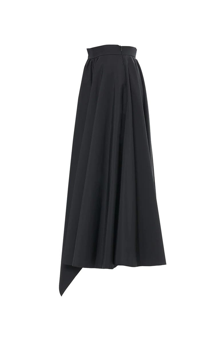 Gizia Asymmetric Skirt with Gathered Detailed, Alternate, color, Black