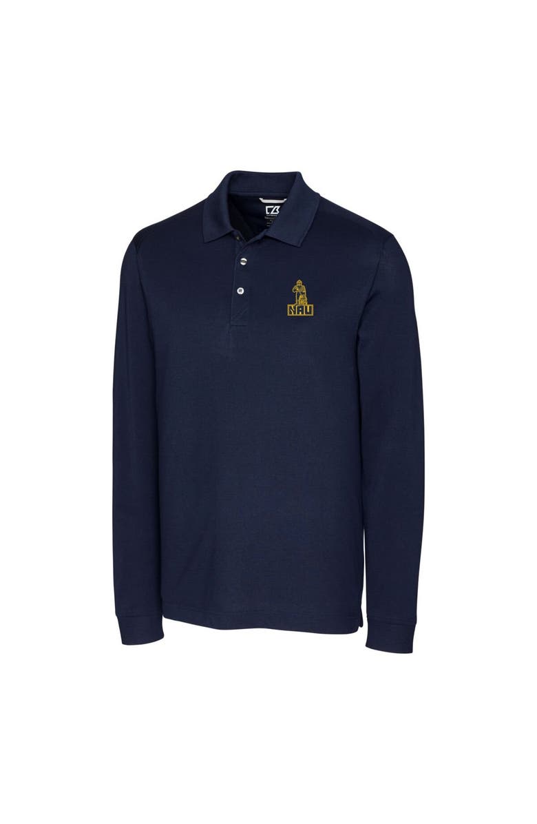 Cutter & Buck Men's Cutter & Buck Navy Northern Arizona Lumberjacks Advantage Tri-Blend Pique Long Sleeve Polo, Alternate, color, 