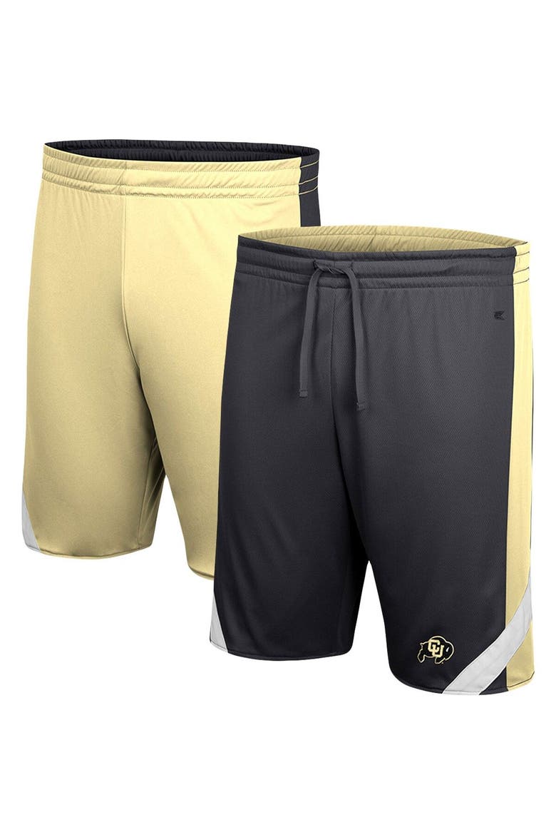 Men's Colosseum Black/Gold Colorado Buffaloes Am I Wrong Reversible Shorts, Main, color, Black