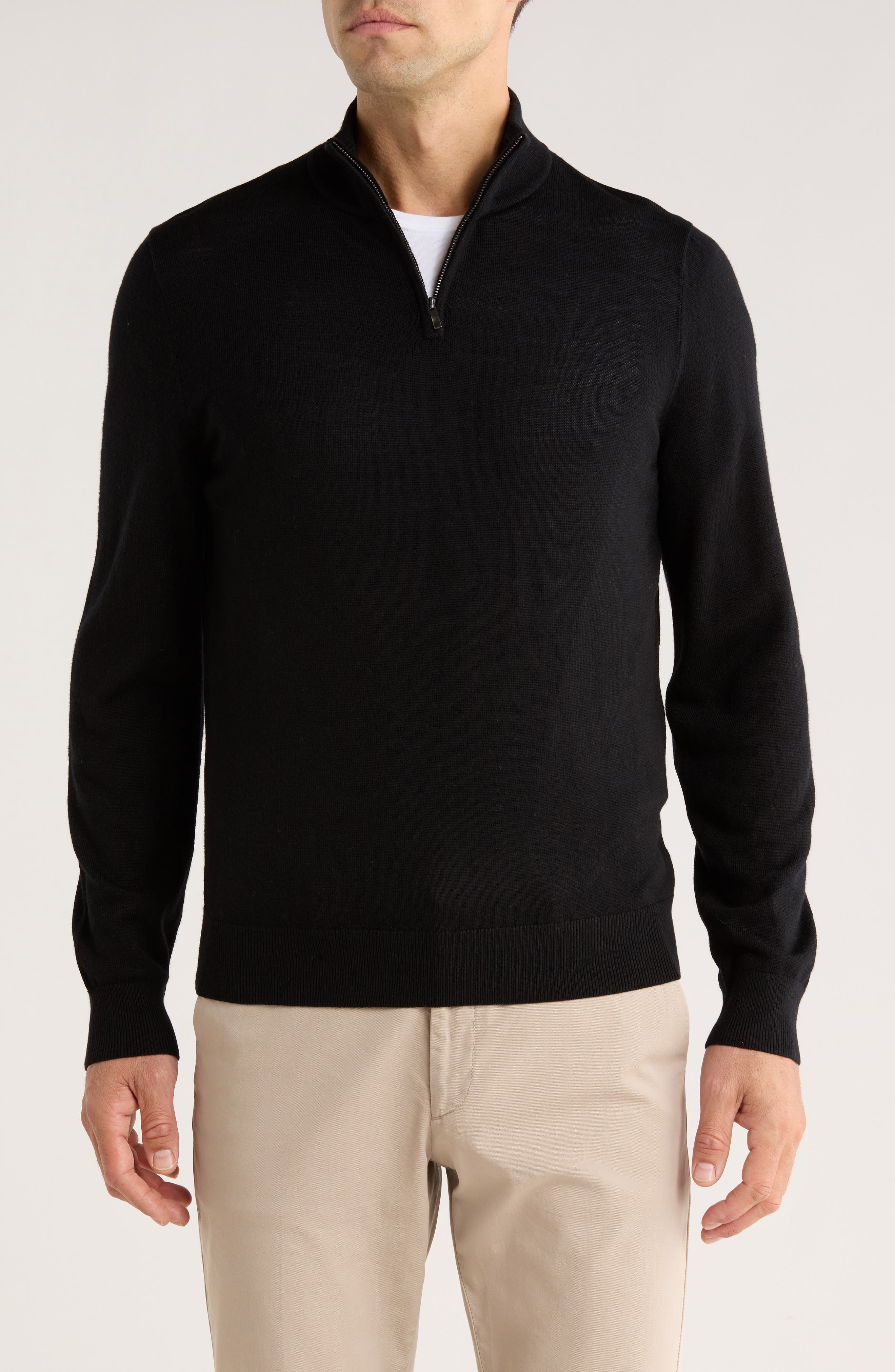 Nordstrom Washable Merino Wool Quarter Zip Sweater