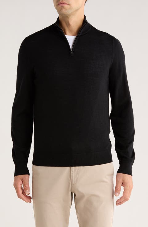 Washable Merino Wool Quarter Zip Sweater
