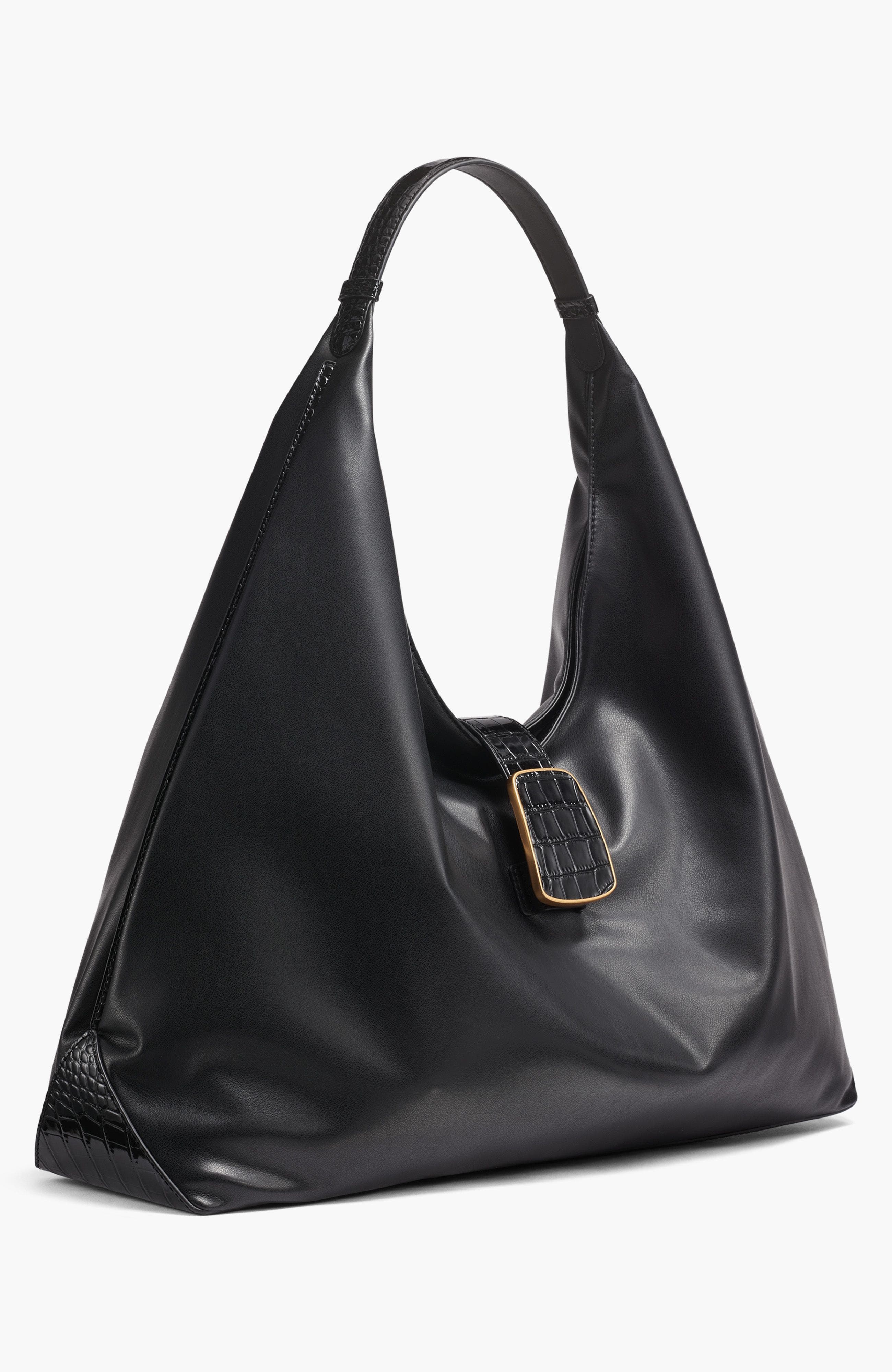 Donna Karan New York Percale Shoulder, Alternate, color, Black/Gold