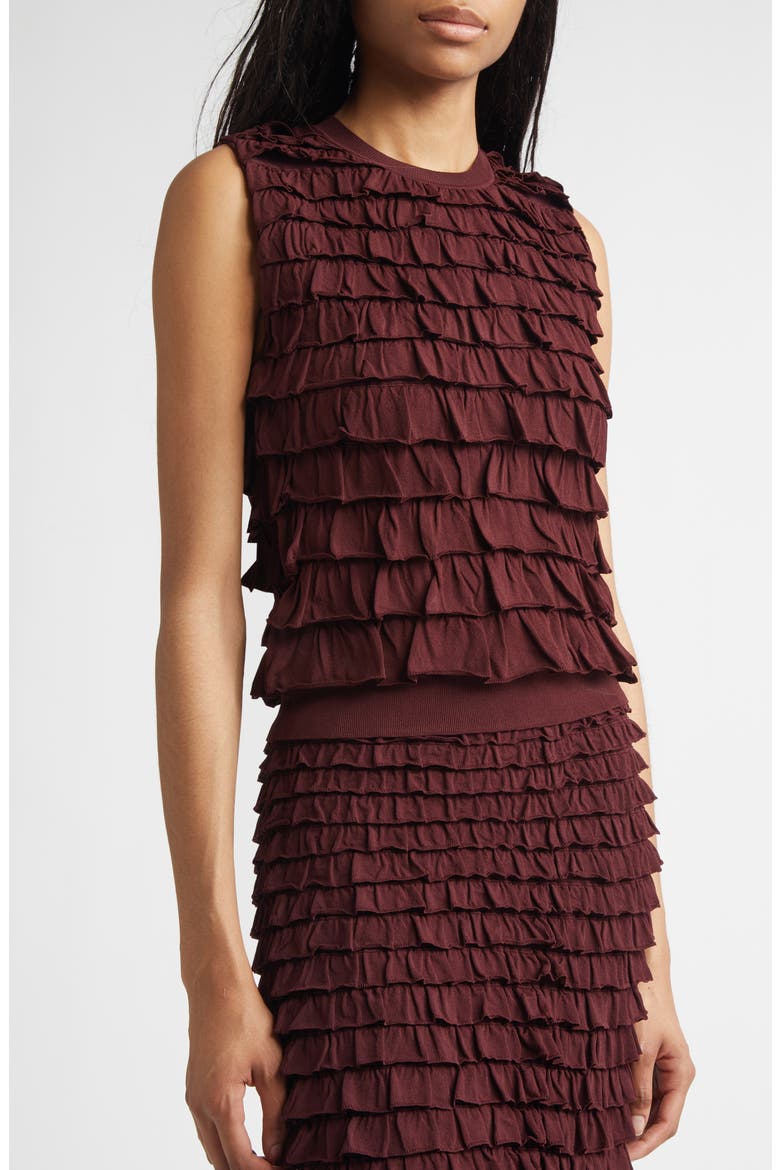 Lula Ruffle Tank, Alternate, color, CLARET