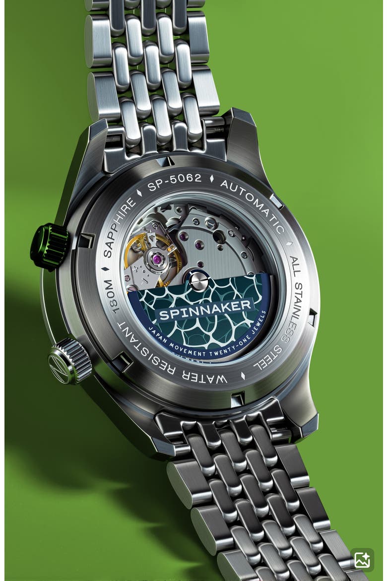 Bradner Automatic Bracelet Watch, 42mm, Alternate, color, GREEN