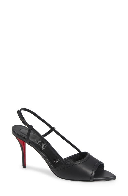 Christian Louboutin Miss Z Leather Red Sole Slingback Sandals In Black