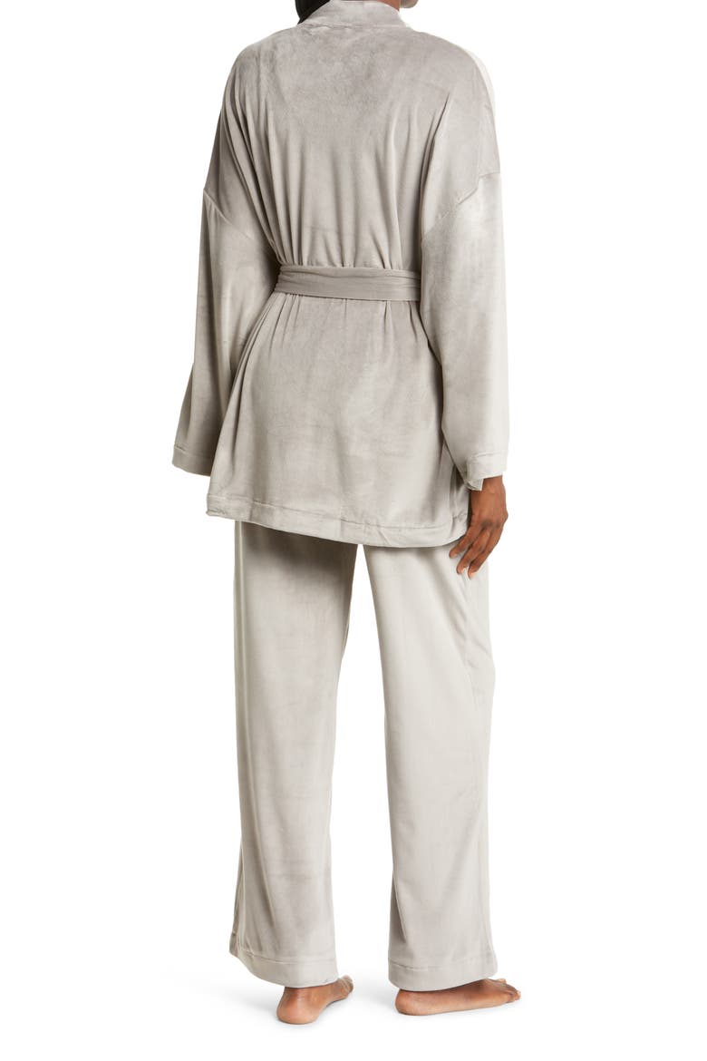Velour Fleece Wrap Sleep Set, Alternate, color, SMOKE