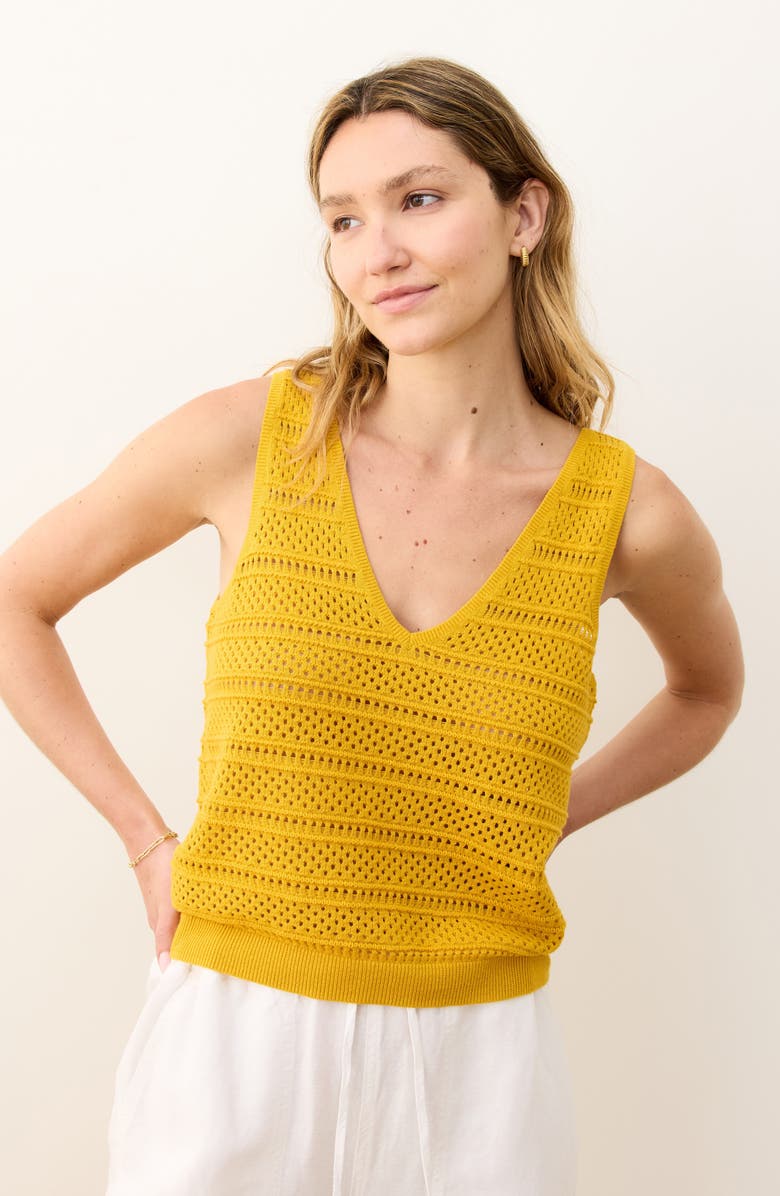 Marine Layer Finley Open Stitch Sweater Tank, Alternate, color, Oak Buff