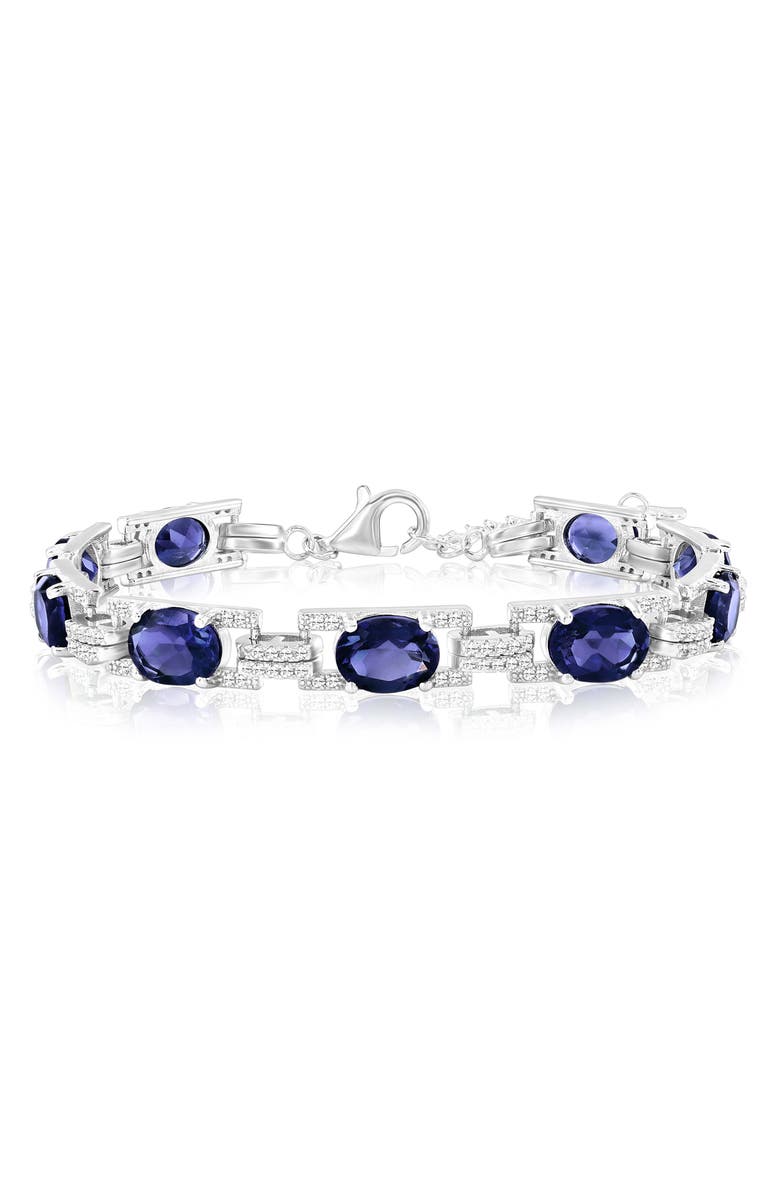 SIMONA Oval White Topaz Bracelet, Main, color, Sapphire