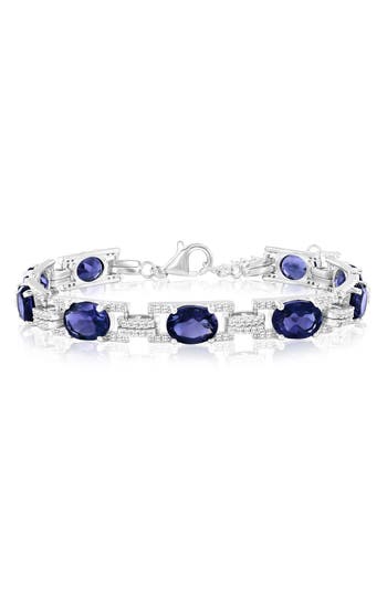 Simona Oval White Topaz Bracelet In Blue