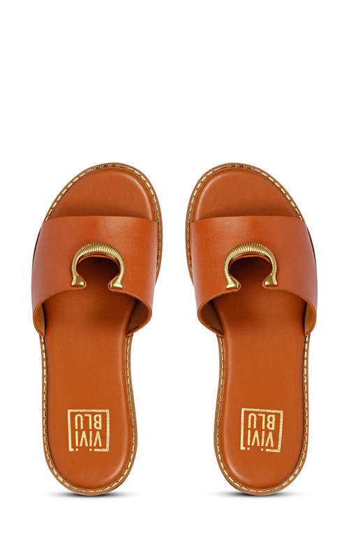 Saint G Amber Slide Sandal In Cognac