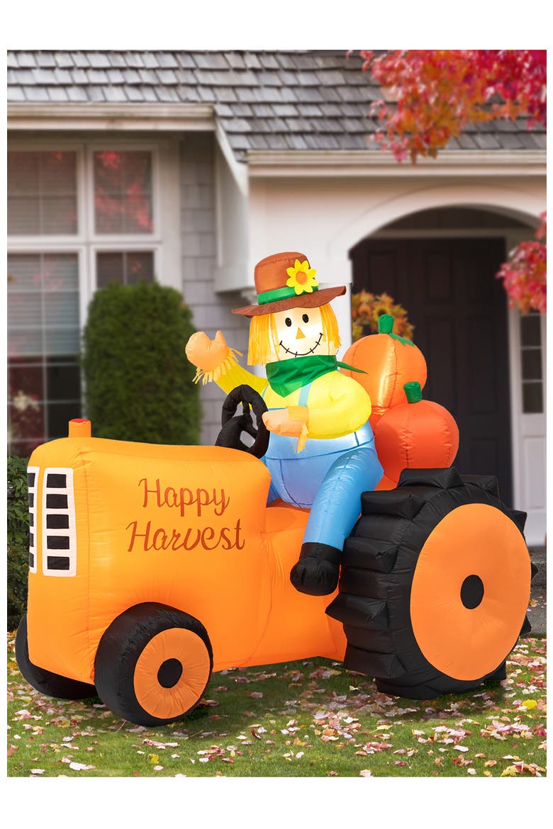7ft Fall Lighted Inflatable Tractor Decor, Alternate, color, Orange