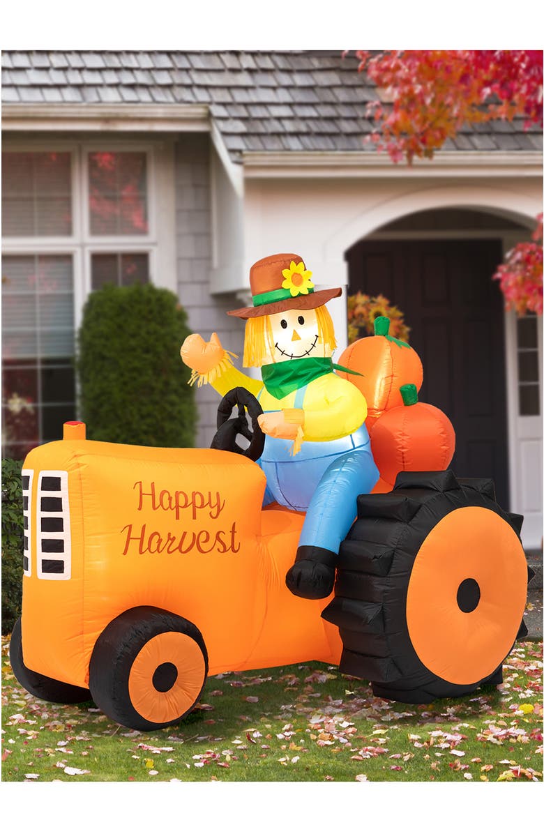 Glitzhome 7ft Fall Lighted Inflatable Tractor Decor, Alternate, color, 