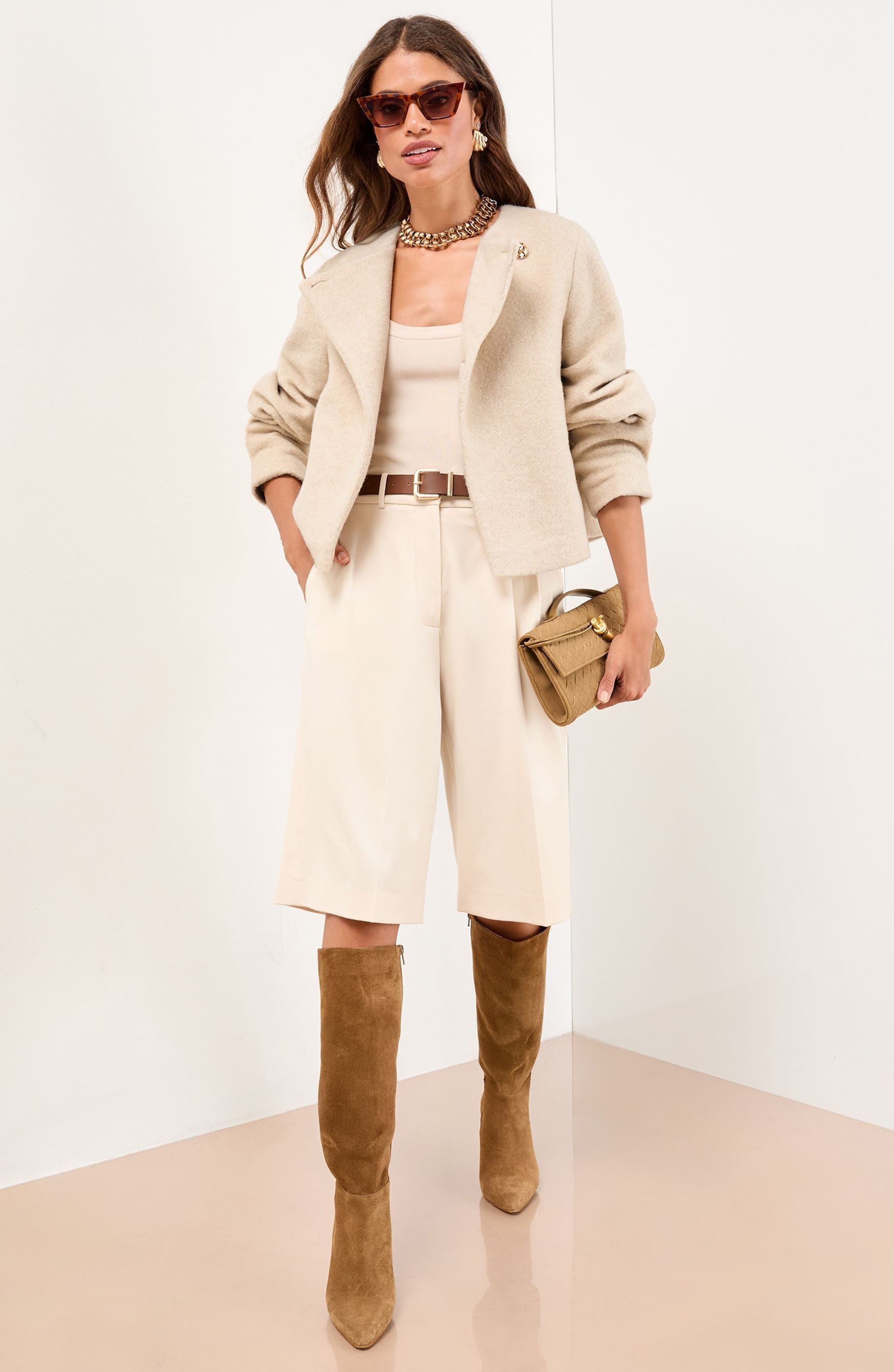 One-Button Brushed Crop Jacket - image 2