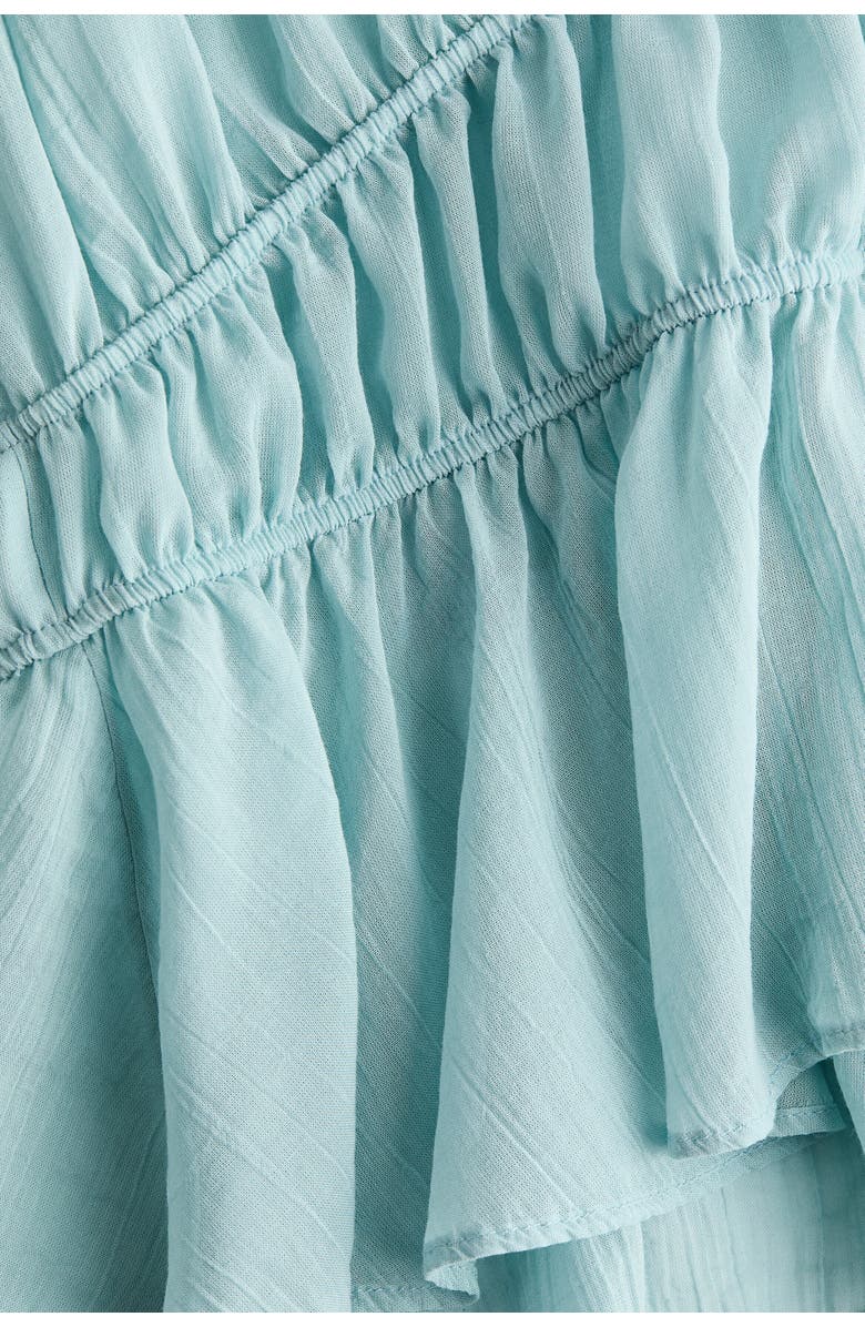 H&M Ruched Cotton Blouse, Alternate, color, Light Turquoise