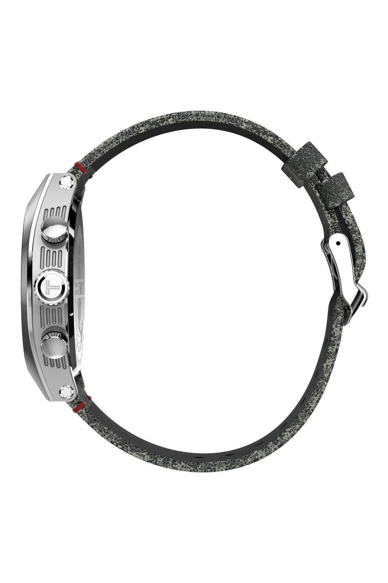 Legacy Tonneau Chronograph Leather Strap Watch, 42mm, Alternate, color, BLACK